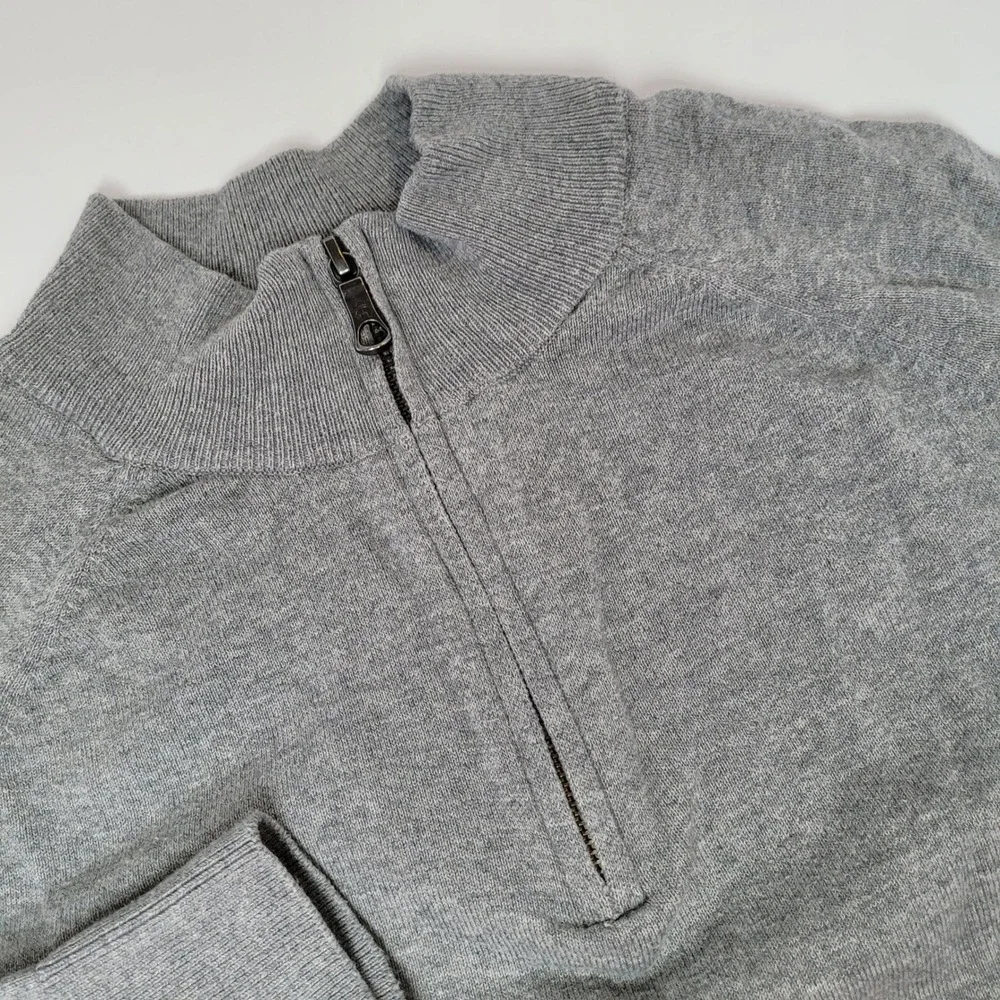 Brooks Brothers Quarter Zip Sweater Mens L Gray Excellent Pima Cotton BB18402‎